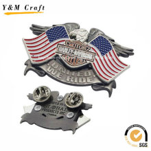 Chapado en plata antigua USA Flag Military Lapel Pins Ym1085